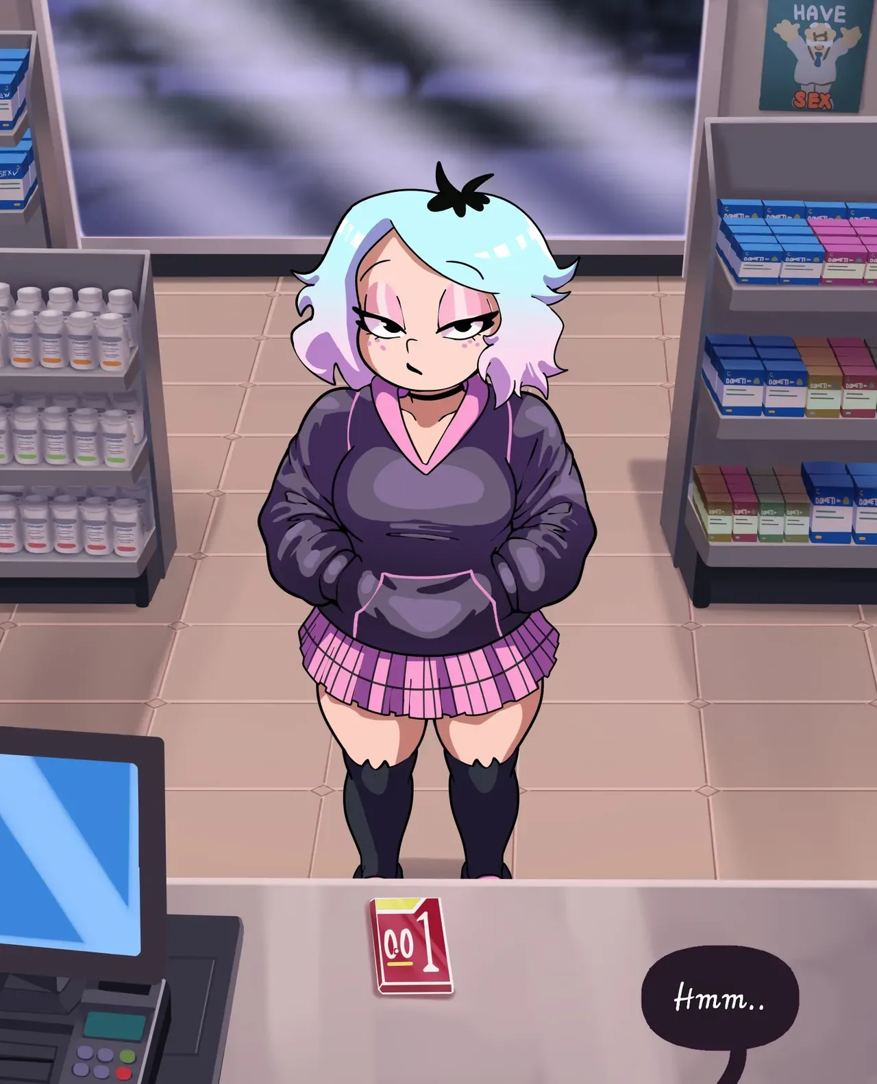 [DometiArt] Emberlynn Pinkle intenta comprar algunos condones (Helluva Boss)