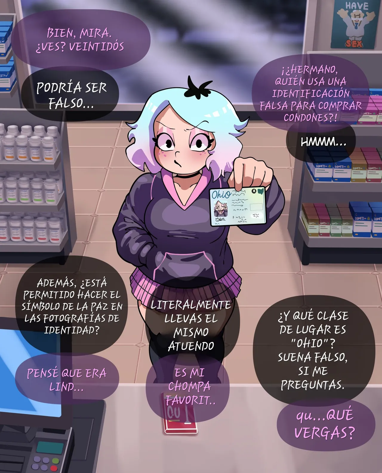 [DometiArt] Emberlynn Pinkle intenta comprar algunos condones (Helluva Boss)